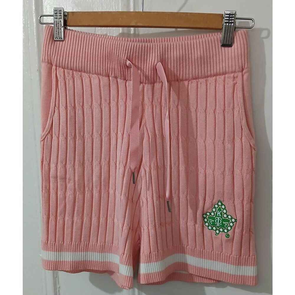 Ivy storehouse womens medium hi waist cable knit sweater shorts pink green
